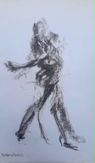 Latin American Dancers 3, grey and black pastels , 20"x28"  £230  SOLD