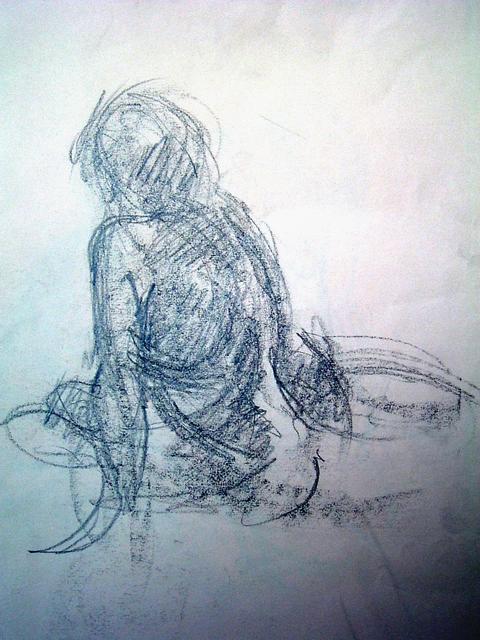 SEATED FIGURE  32X32 CMS   £195  SOLD